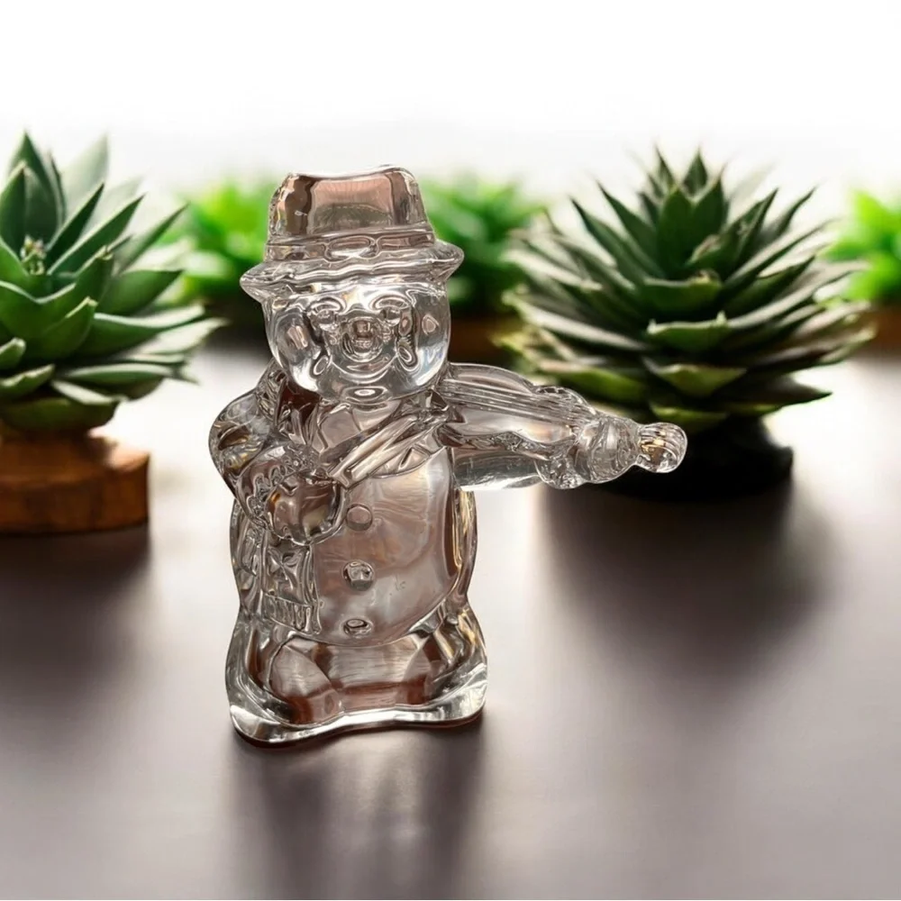 MIKASA LEAD CRYSTAL FIGURINE FROSTY'S CHOIR snowman 5,5” high